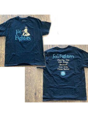 FOO FIGHTERS Old Song Tee Unisex Cotton Short Sleeve Band Black T-Shirt